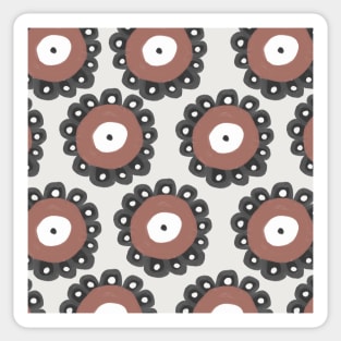 Boho Natural Collection Boho Aesthetic Flower Pattern in Charcoal and Clay Red Throw Sticker